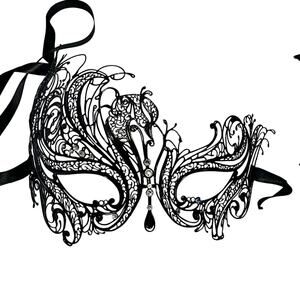 Balocoloc Venezia Mask Wire Metal Ornate Black Mask